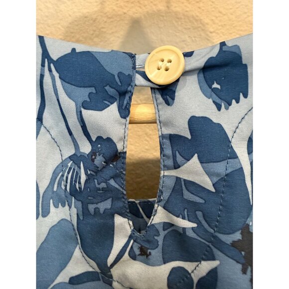 Ripskirt Hawaii Blue Floral Sleeveless Midi Tank Dress Medium Pockets Tropical - Picture 6 of 10